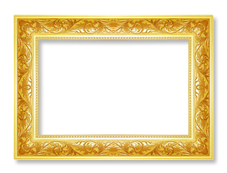 Gold picture frames. Isolated on white backgroundの写真素材