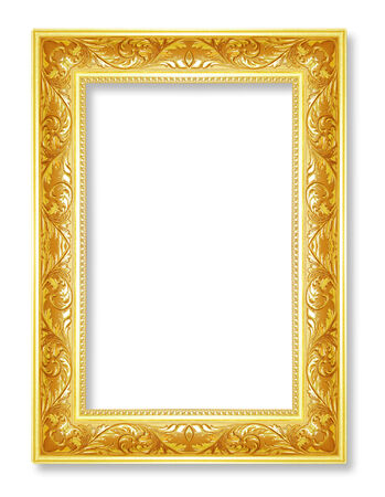 Gold  picture frames. Isolated on white backgroundの写真素材