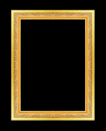 gold antique vintage picture frames. Isolated on black backgroundの写真素材
