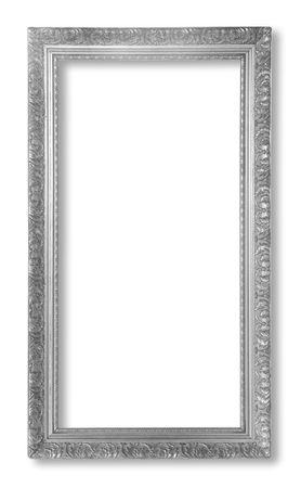 Silver antique vintage picture frames. Isolated on white backgroundの写真素材
