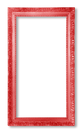 Red antique vintage picture frames. Isolated on white backgroundの写真素材