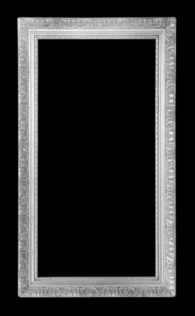 silver antique vintage picture frames. Isolated on black backgroundの写真素材