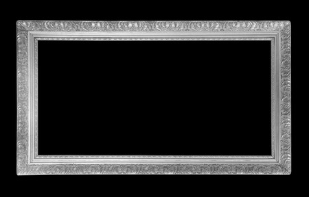 silver antique vintage picture frames. Isolated on black backgroundの写真素材