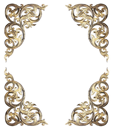 Pattern of flower carved frame on white backgroundの写真素材