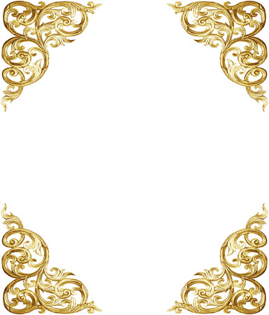 Pattern of wood frame carve flower on white backgroundの写真素材