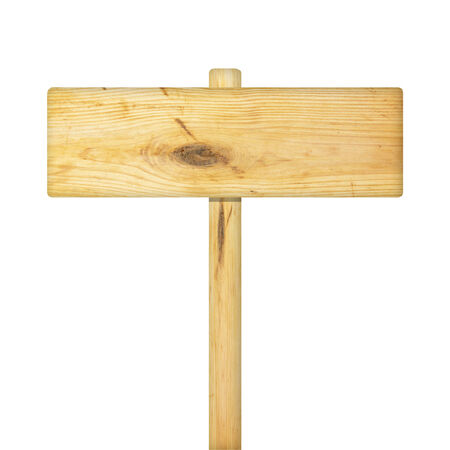 Wooden sign isolated on whiteの写真素材