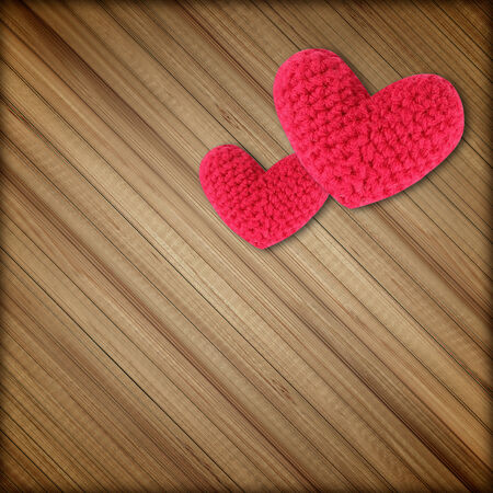 red heart on wood backgroundの写真素材