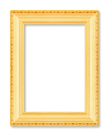gold picture frames. Isolated on black backgroundの写真素材