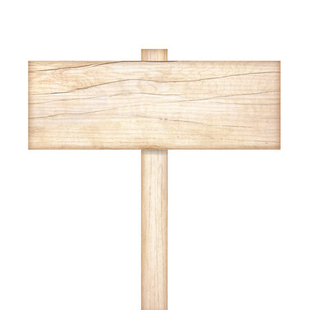 Wooden sign isolated on whiteの写真素材