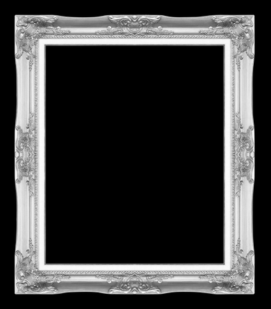 silver antique picture frames. Isolated on black backgroundの写真素材