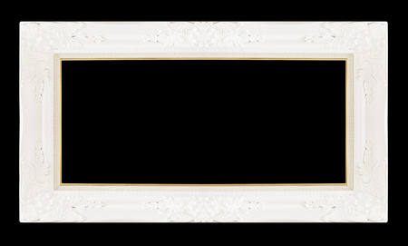 White picture frame isolated on black backgroundの写真素材