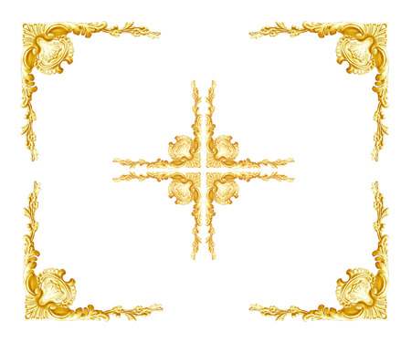 Pattern of flower carved frame on white backgroundの写真素材