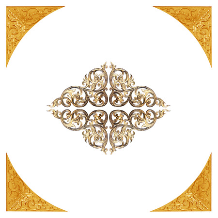 Pattern of flower carved frame on white backgroundの写真素材