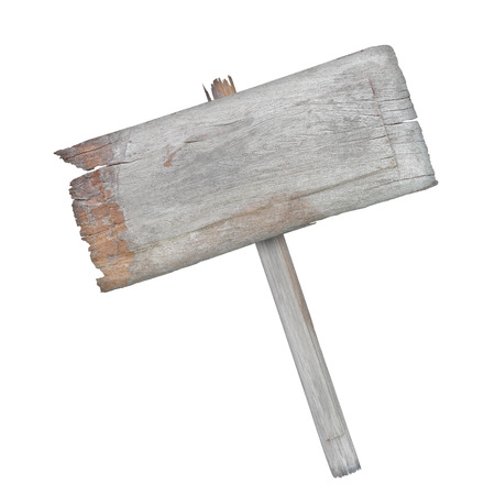 Old Wooden sign isolated on whiteの写真素材