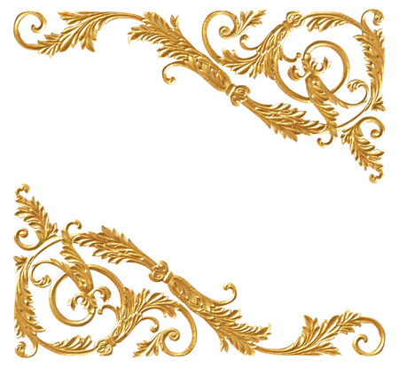Ornament elements, vintage gold floral designsの写真素材