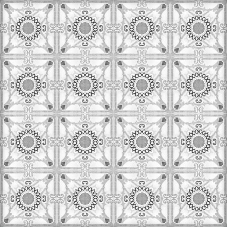 Old ceramic tiles patterns handicraft from thailand In the park public.