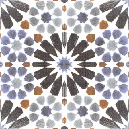 Old ceramic tiles patterns handicraft from thailand In the park public.