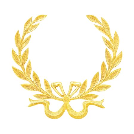 Ornament elements, vintage gold floral designs isolated on white backgroundの写真素材