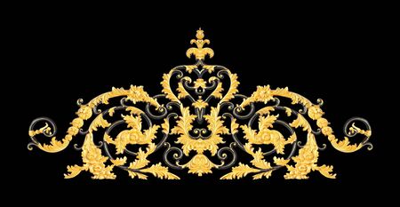 Ornament elements, vintage gold floral designsの写真素材