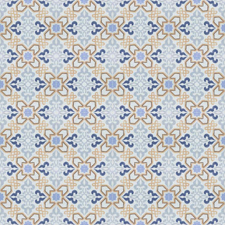 Old ceramic tiles patterns background in the park public