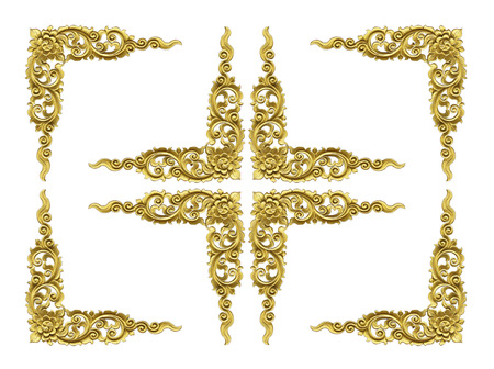 Pattern of wood frame carve flower on white backgroundの写真素材