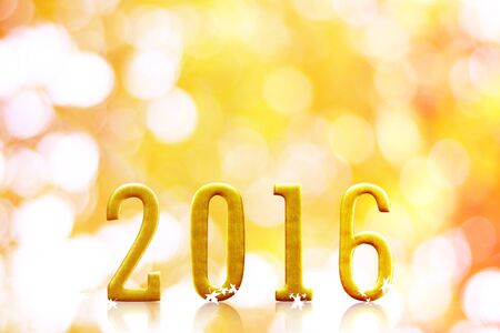 2016 year. on blurred bokeh light.