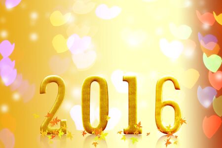 2016 year. on blurred bokeh light.