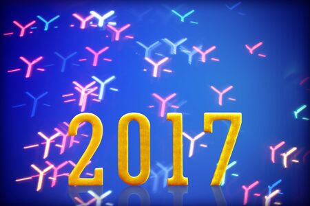 2017 year. on blurred bokeh light.
