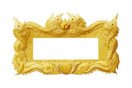 old decorative gold frame - handmade, engraved - isolated on white backgroundの写真素材