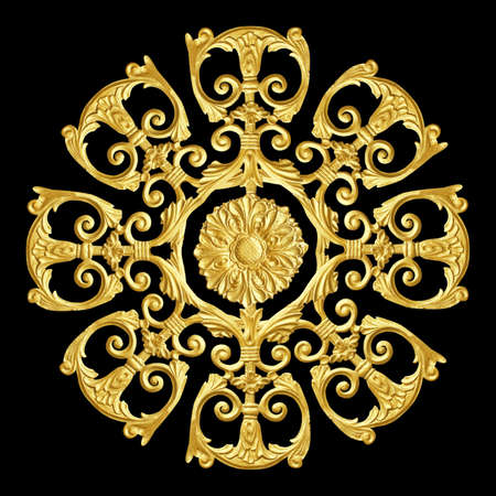 Ornament elements, vintage gold floral designsの写真素材