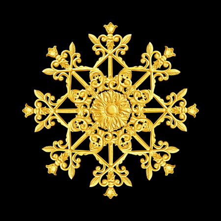 Ornament elements, vintage gold floral designsの写真素材