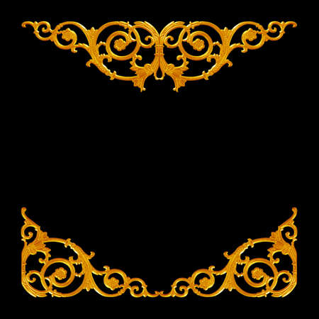 Ornament elements, vintage gold floral designsの写真素材