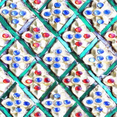 The walls are decorated with colorful glass, texture background.の写真素材