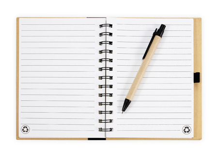 Note book with pen. isolated on white backgroundの写真素材