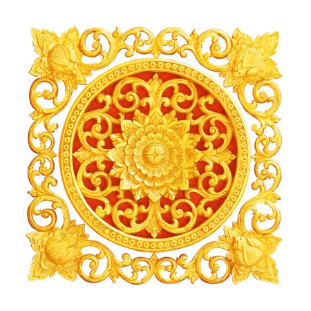 Pattern of flower carved  for decoration isolated on white backgroundの写真素材