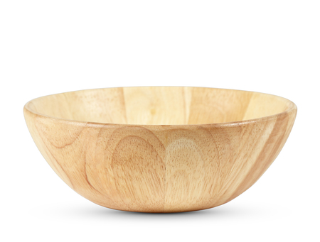 wooden bowl on white backgroundの写真素材