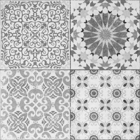 Beautiful old ceramic tiles patterns in the park public.