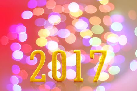 2017 year. on blurred bokeh light.の写真素材