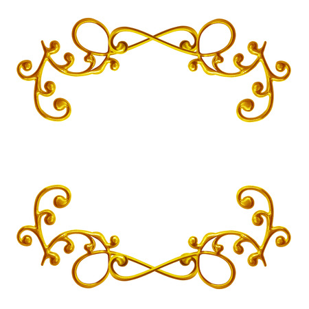 Ornament elements, vintage gold floral designsの写真素材