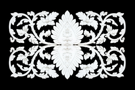 Pattern of Stucco flower carved on black  backgroundの写真素材