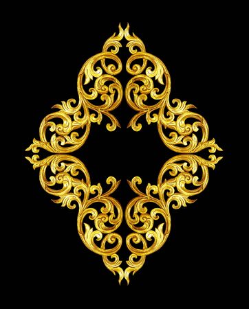 Ornament elements, vintage gold floral designsの写真素材