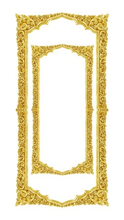 old decorative gold frame - handmade, engraved - isolated on white backgroundの写真素材