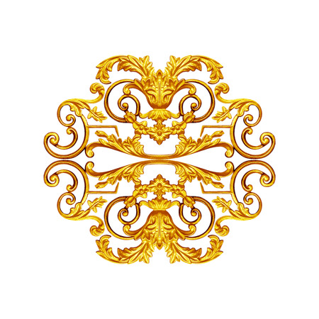 Ornament elements, vintage gold floral designsの写真素材