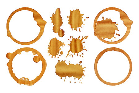 Coffee cup rings isolated on a white background.の写真素材