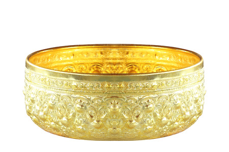 gold blow handicrafts isolated on white backgroundの写真素材