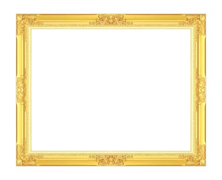 Gold antique picture frame isolated on white background.の写真素材
