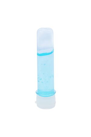 Gel alcohol hand wash cleaning in plastic tube isolated on white background.の写真素材