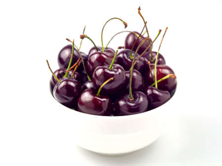 Close ups  fresh cherries in bowl.