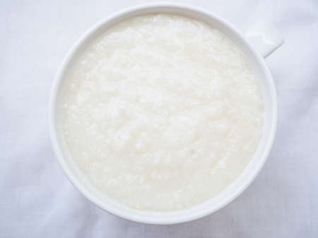 Topview of plain rice porridgeの写真素材