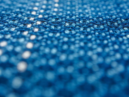 Close-up strip line blue indigo woven fabric pattern texture backgroundの写真素材